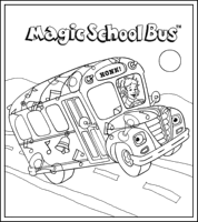 A coloring page of magic schoolbus